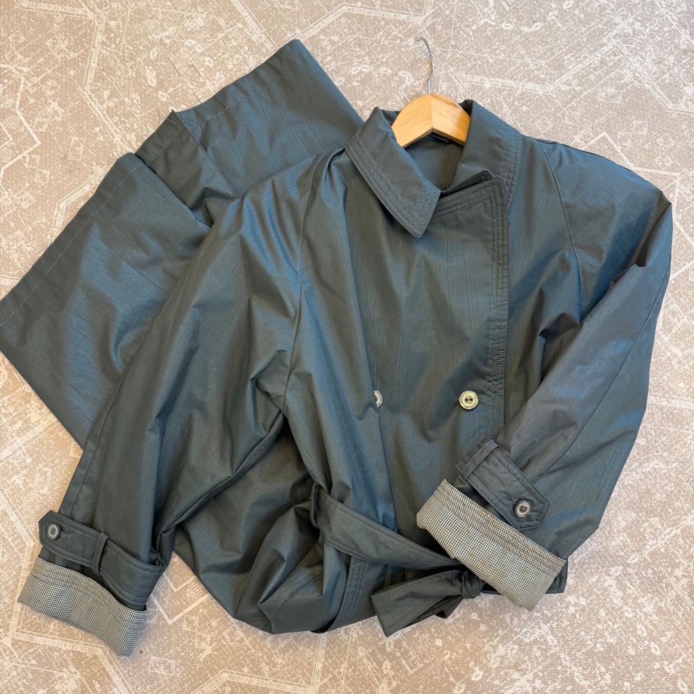 CHIANGO FLEET STREET Womens Trench Coat Dark Teal Belted Size 10P
